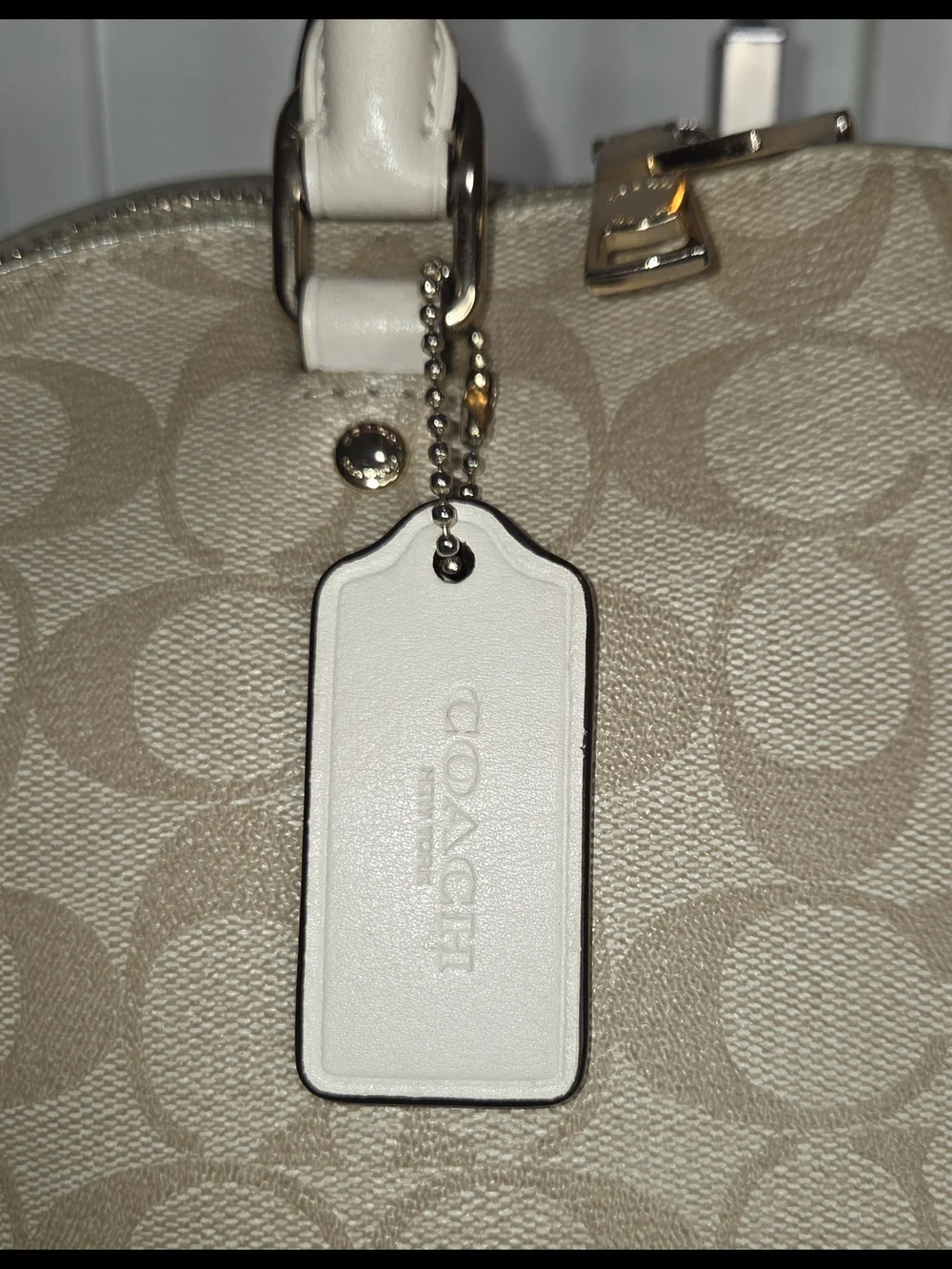 Coach Signature Dome Satchel in Chalk/Sand